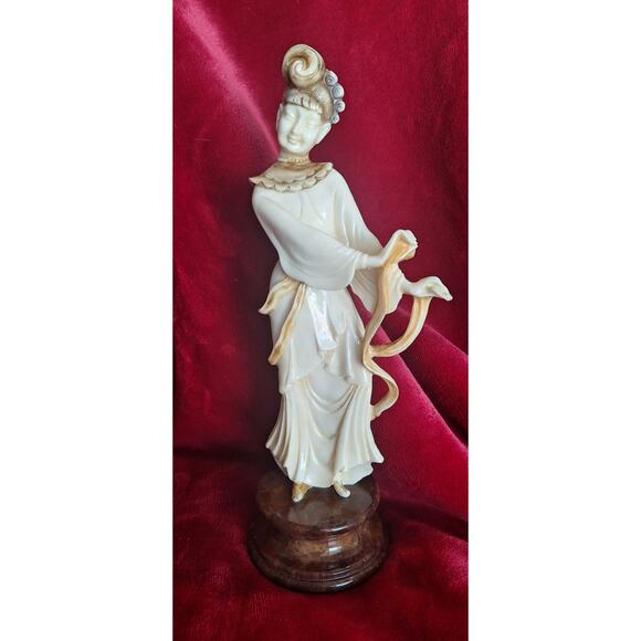 Alabastros Martisa Sl- 11" Alabaster Carved Guanyin Statue- Age Unknown- Spain - Picture 1 of 8